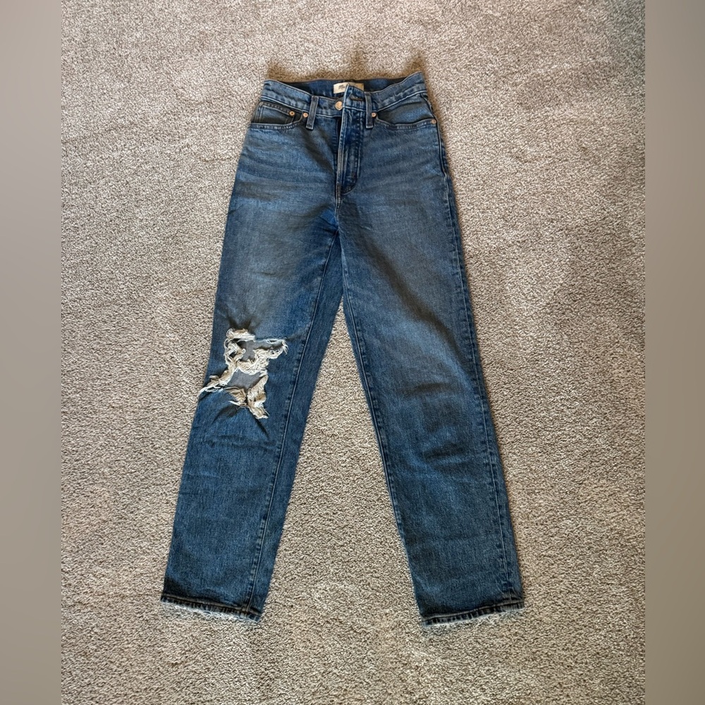 Madewell Women's Perfect Vintage Straight Leg Jeans in Distressed Blue